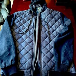 Men’s stylish navy blue hoodie vest look jacket